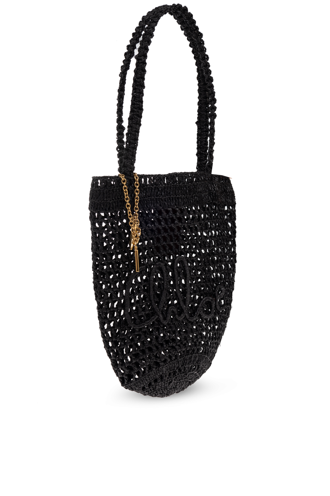 Chloe★Summer Banana bag かごバッグ 鞄 ブラック レディース 夏にぴったり♪【Chloe】Summer Banana ラフィア トートバッグ